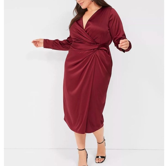 Lane Bryant Rich Red Satin Dress - NWT - Picture 11 of 11